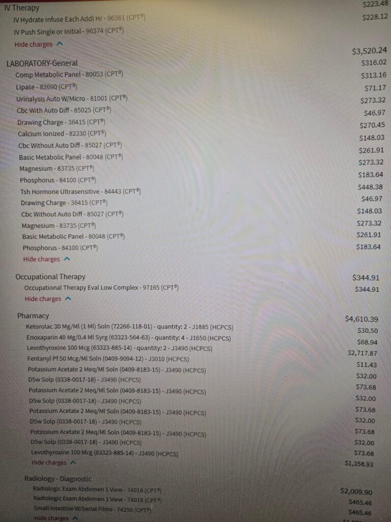 example hospital bill 2023